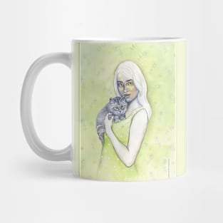 Girl with Cat. Mug